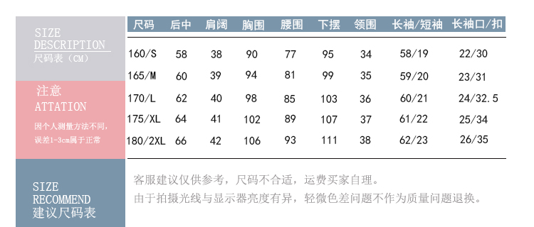 尺碼表